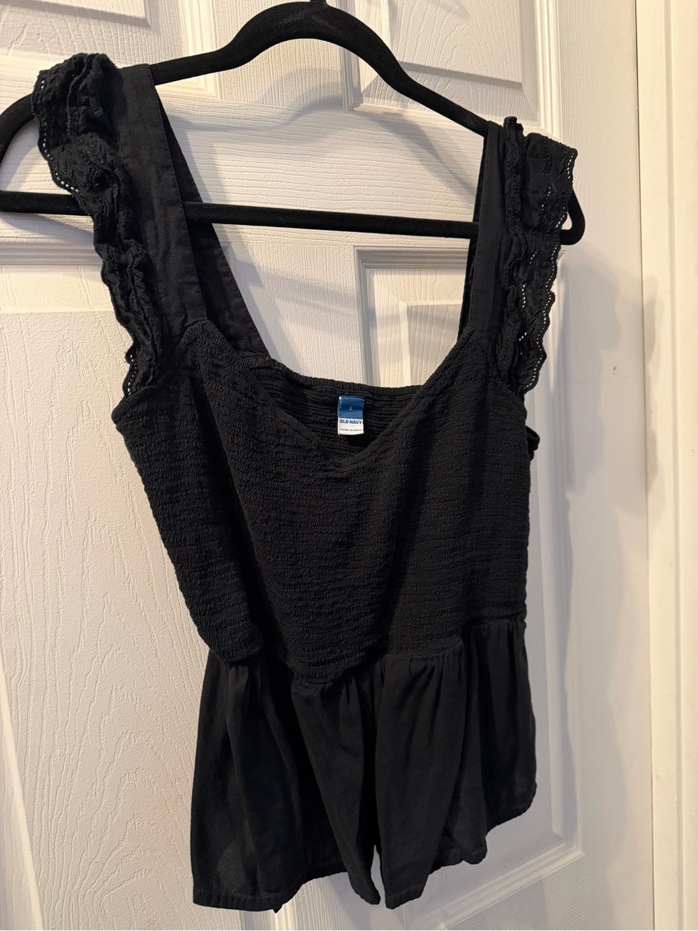 Old Navy Black Lace-Trim Peplum Tank